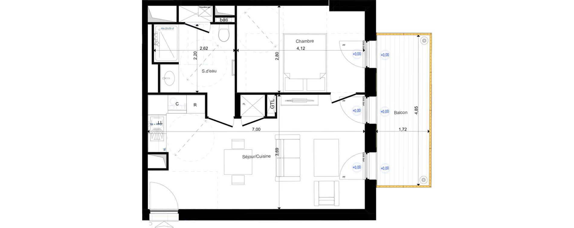 Appartement T2 de 42,44 m2 &agrave; Amboise Centre