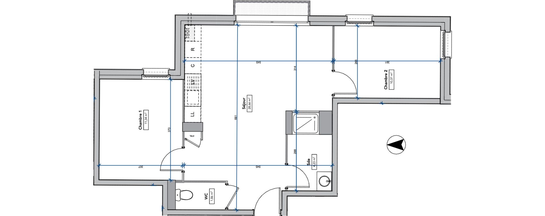 Appartement T3 de 56,46 m2 à Amboise Centre