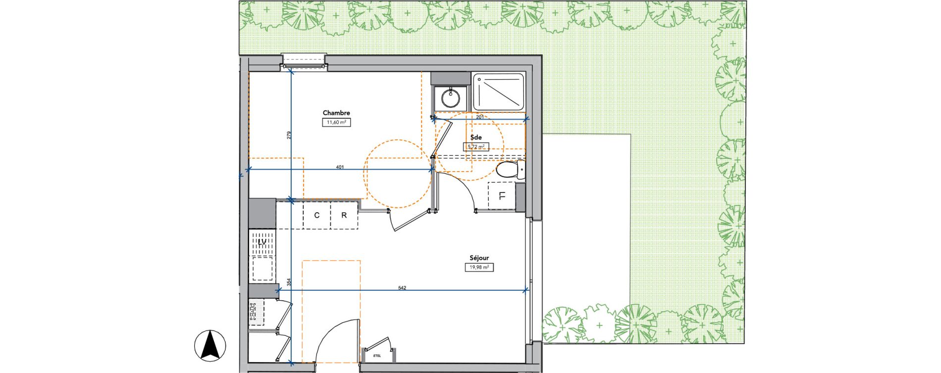 Appartement T2 de 37,30 m2 &agrave; Amboise Centre
