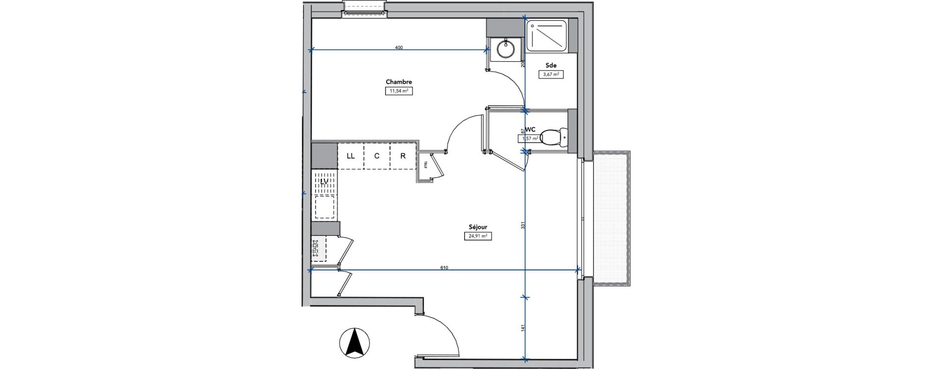Appartement T2 de 41,69 m2 &agrave; Amboise Centre