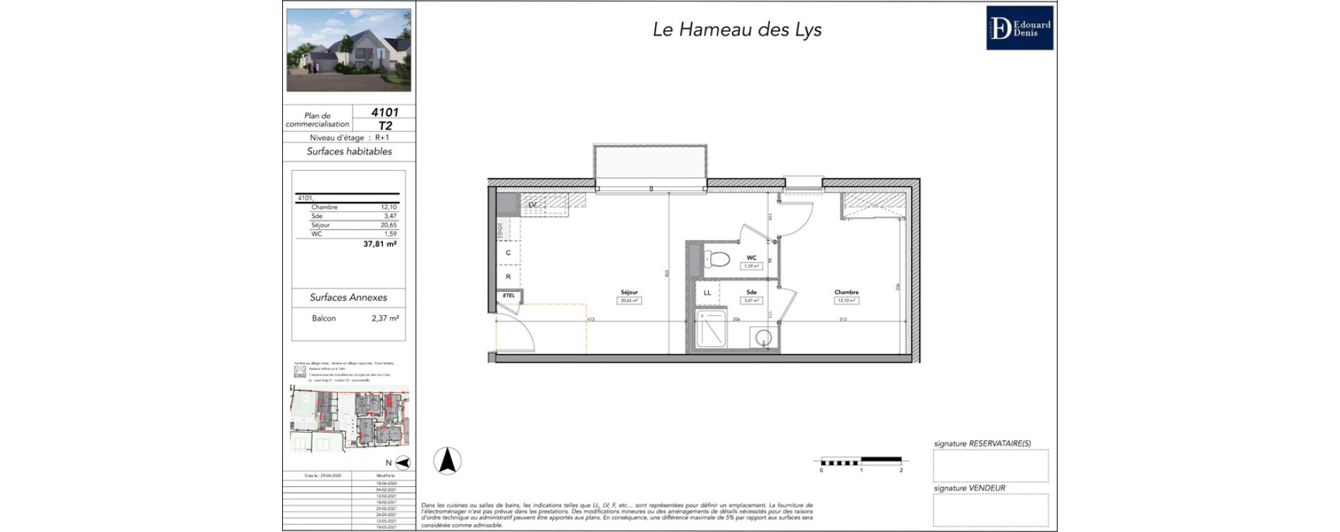 Appartement T2 de 38,07 m2 &agrave; Amboise Centre