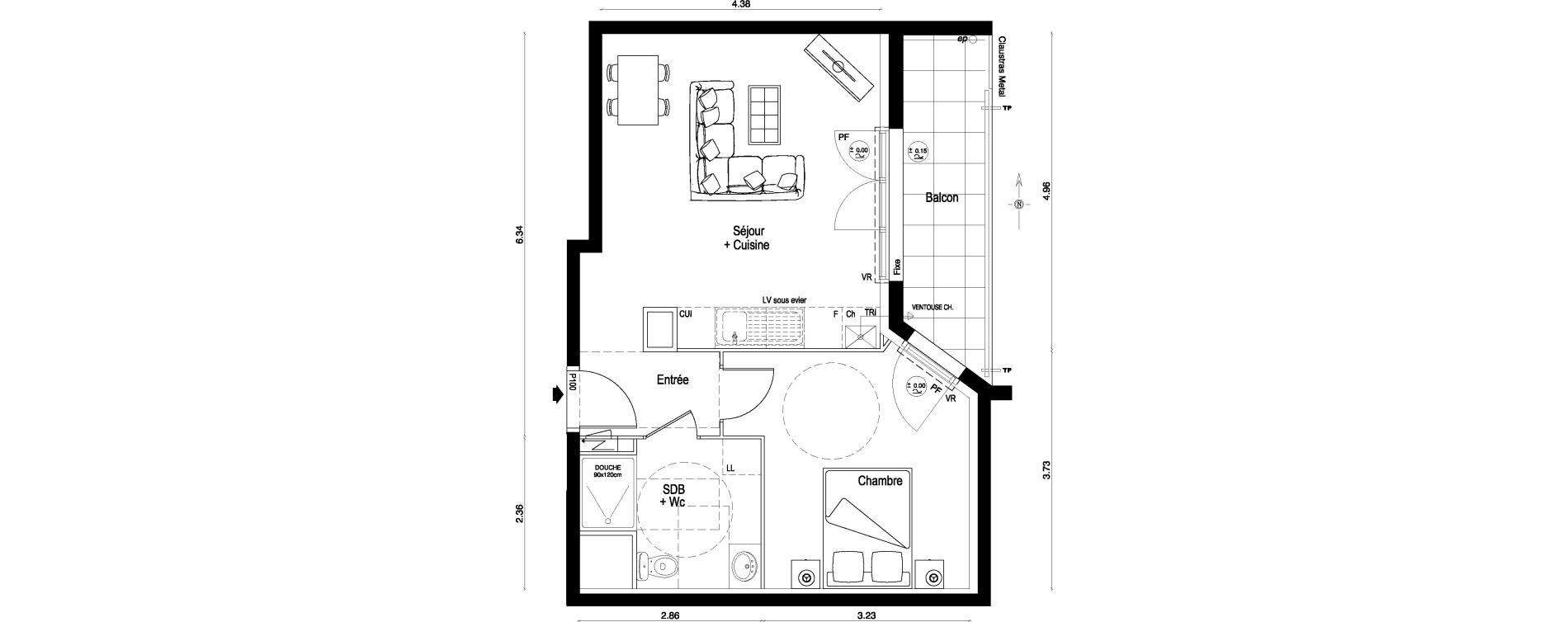Appartement T2 de 43,20 m2 &agrave; Ballan-Mir&eacute; La pasqueraie