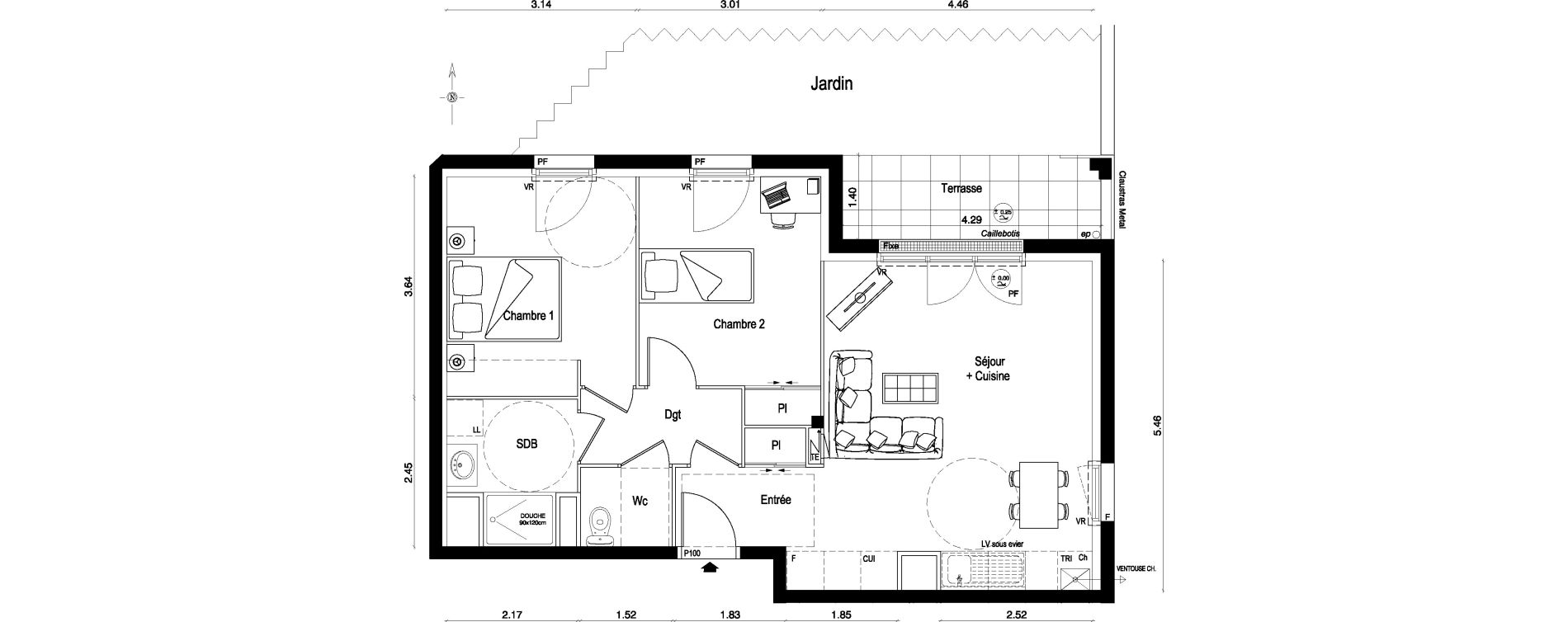 Appartement T3 de 60,48 m2 &agrave; Ballan-Mir&eacute; La pasqueraie