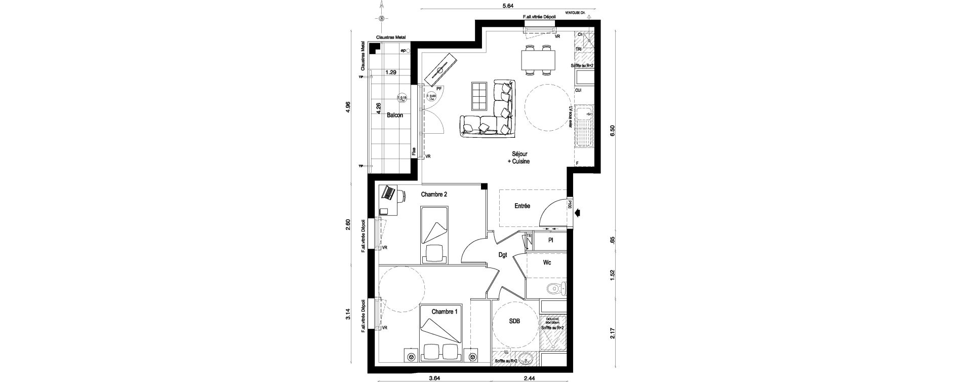 Appartement T3 de 59,70 m2 &agrave; Ballan-Mir&eacute; La pasqueraie
