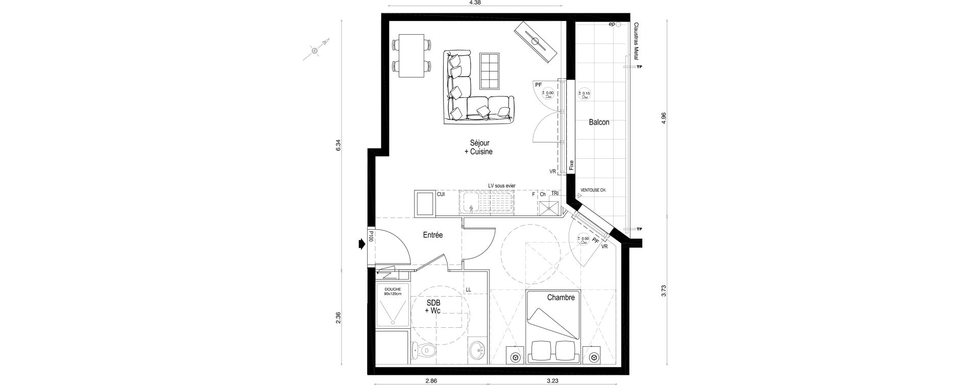 Appartement T2 de 43,20 m2 &agrave; Ballan-Mir&eacute; La pasqueraie