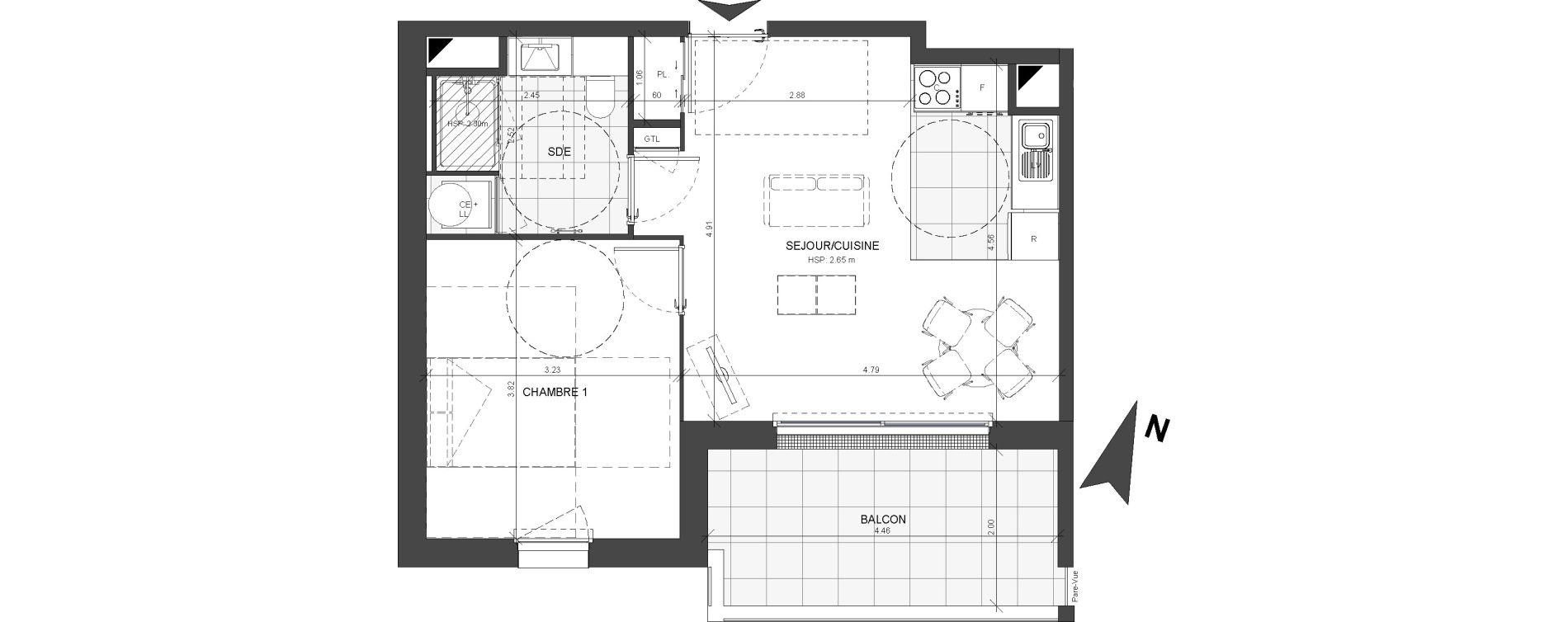 Appartement T2 de 41,52 m2 &agrave; Ballan-Mir&eacute; Centre