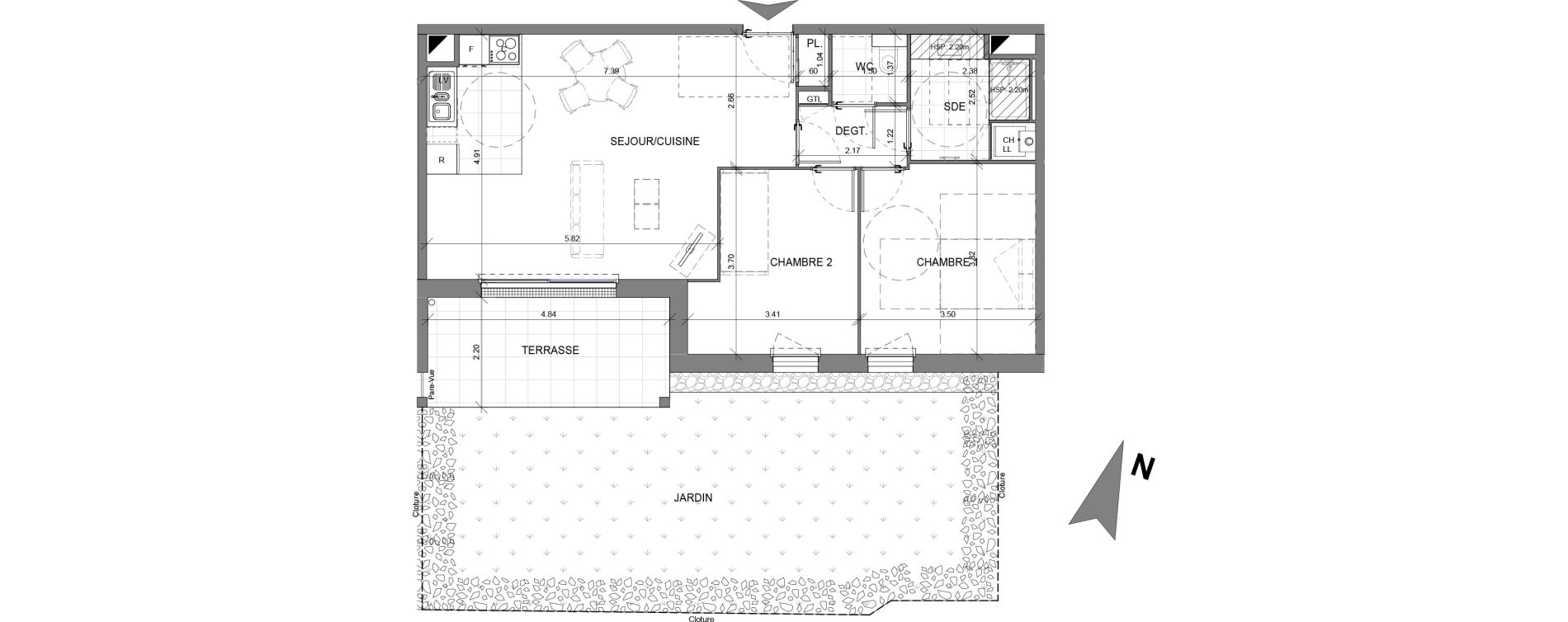 Appartement T3 de 67,47 m2 &agrave; Ballan-Mir&eacute; Centre