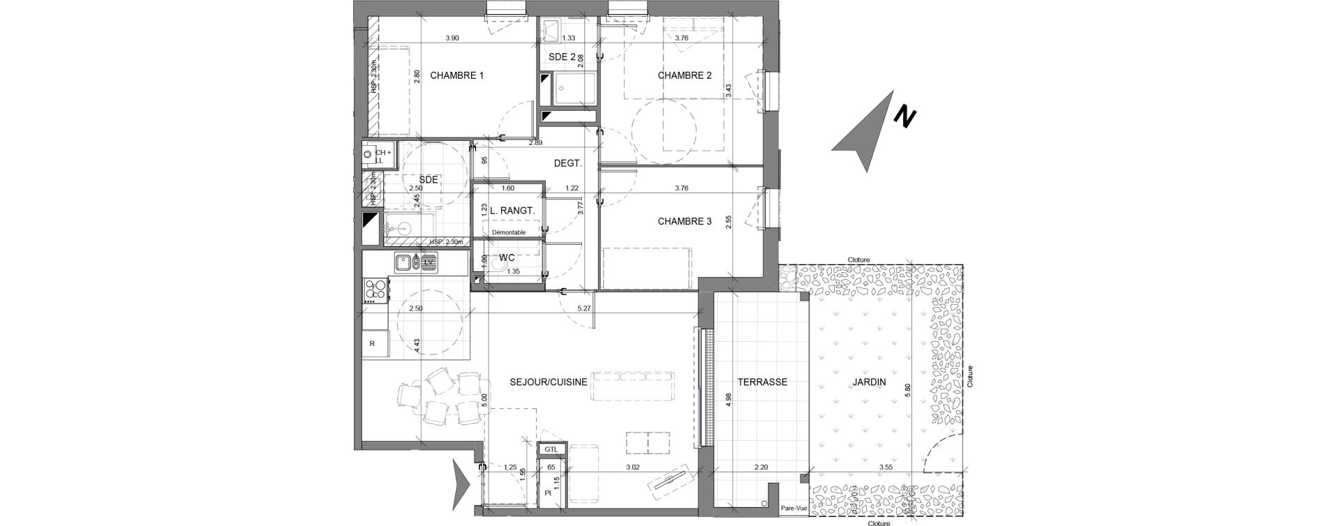 Appartement T4 de 88,40 m2 &agrave; Ballan-Mir&eacute; Centre