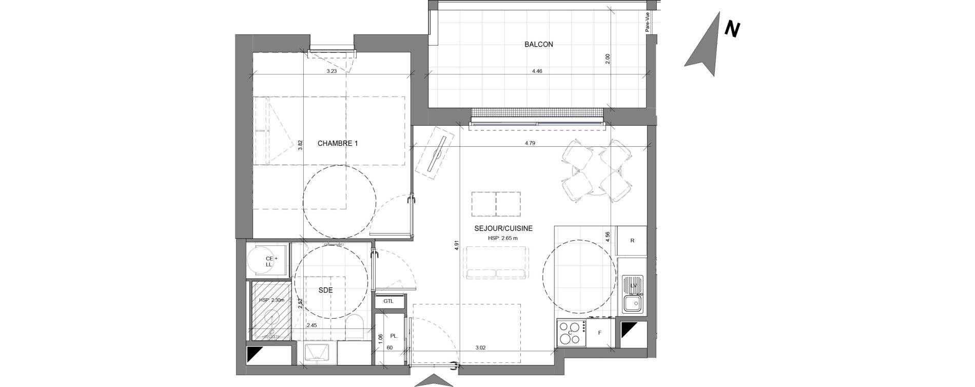 Appartement T2 de 41,87 m2 &agrave; Ballan-Mir&eacute; Centre
