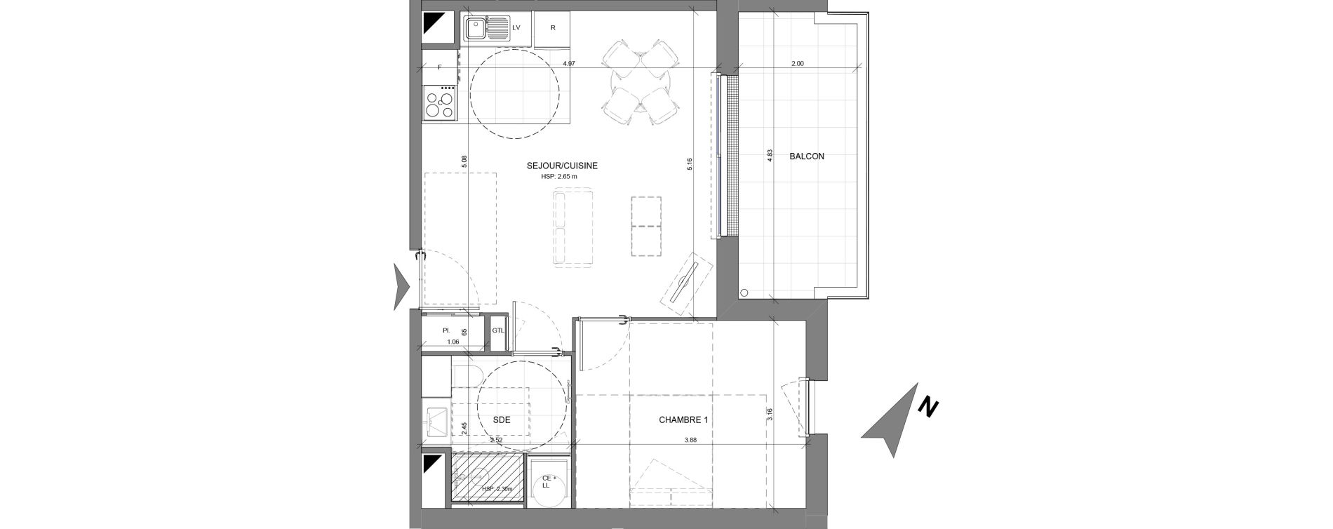 Appartement T2 de 44,10 m2 &agrave; Ballan-Mir&eacute; Centre