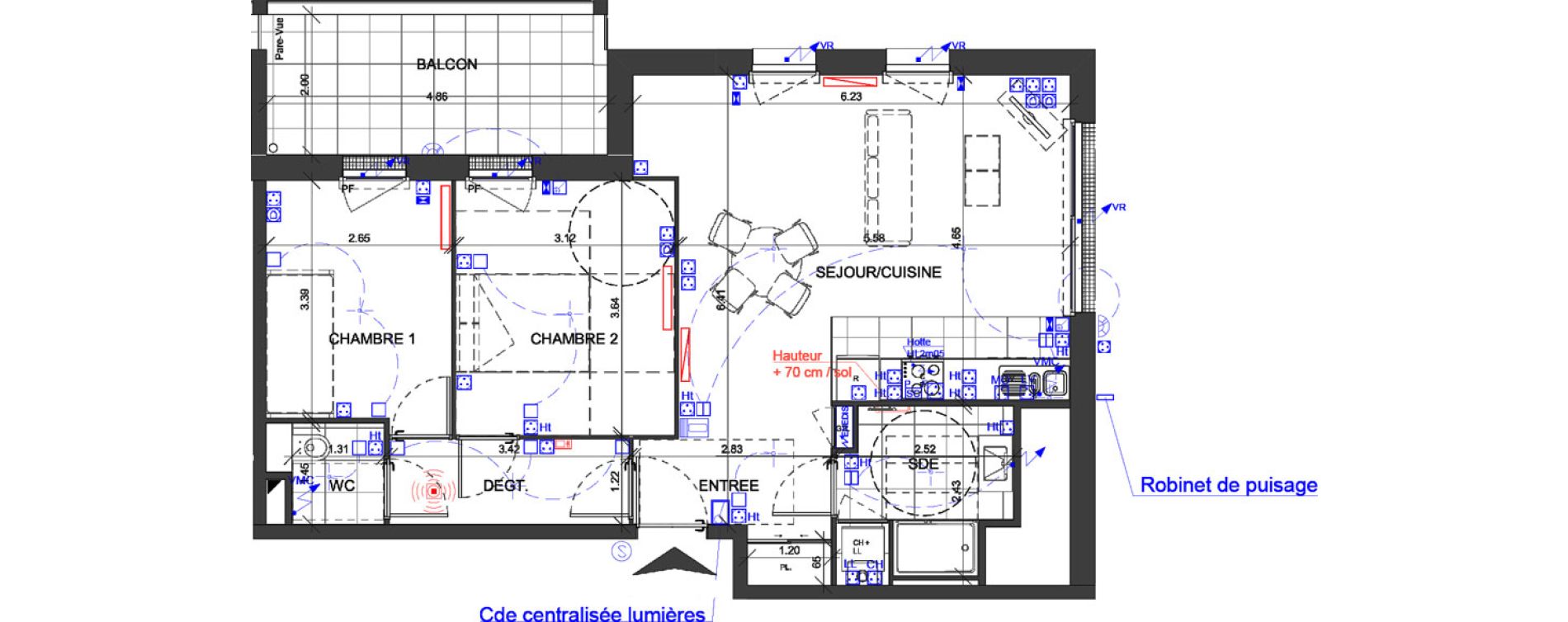 Appartement T3 de 64,71 m2 &agrave; Ballan-Mir&eacute; Centre
