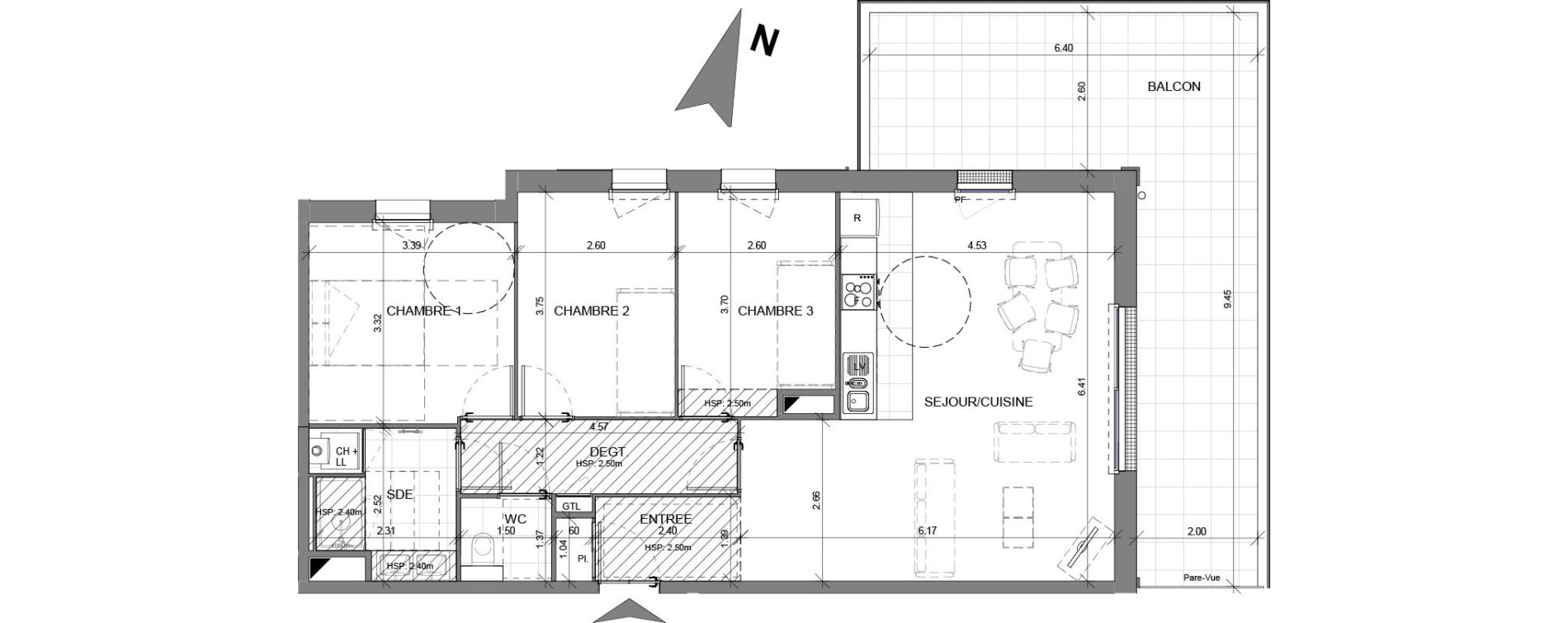 Appartement T4 de 80,16 m2 &agrave; Ballan-Mir&eacute; Centre