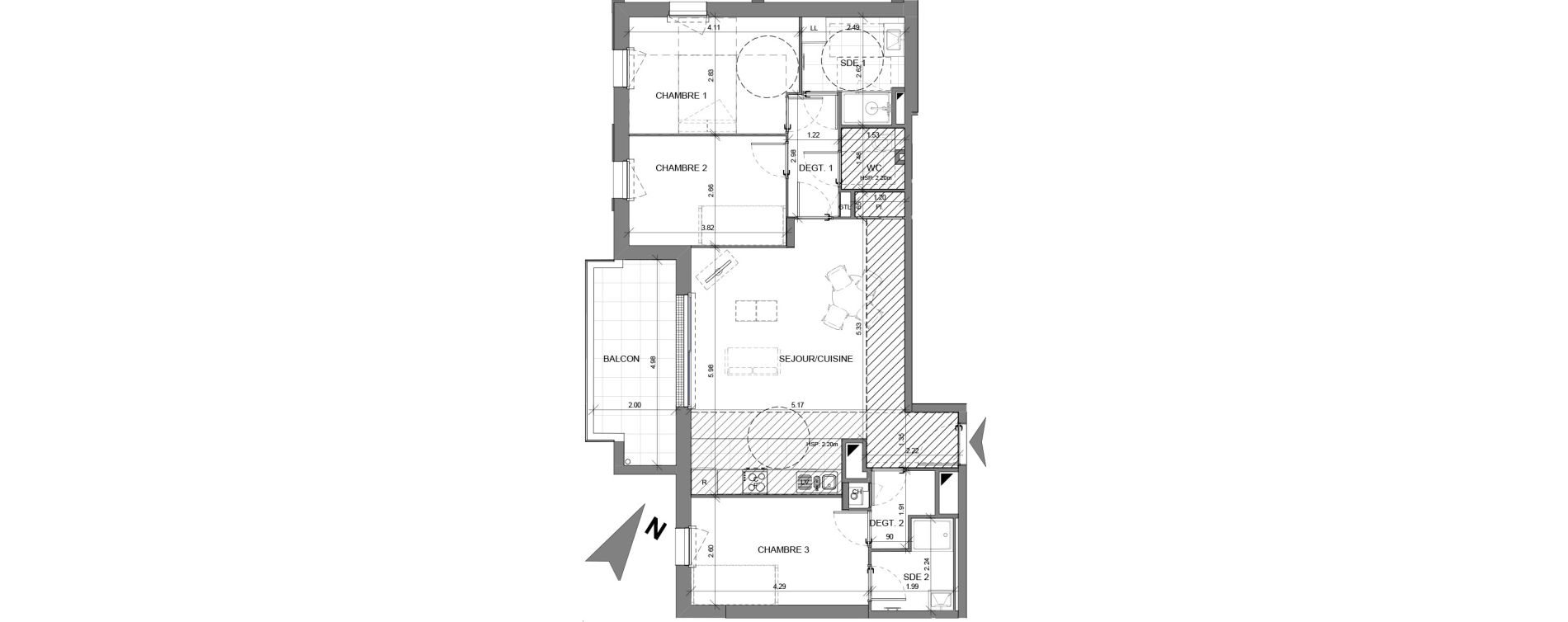Appartement T4 de 83,80 m2 &agrave; Ballan-Mir&eacute; Centre