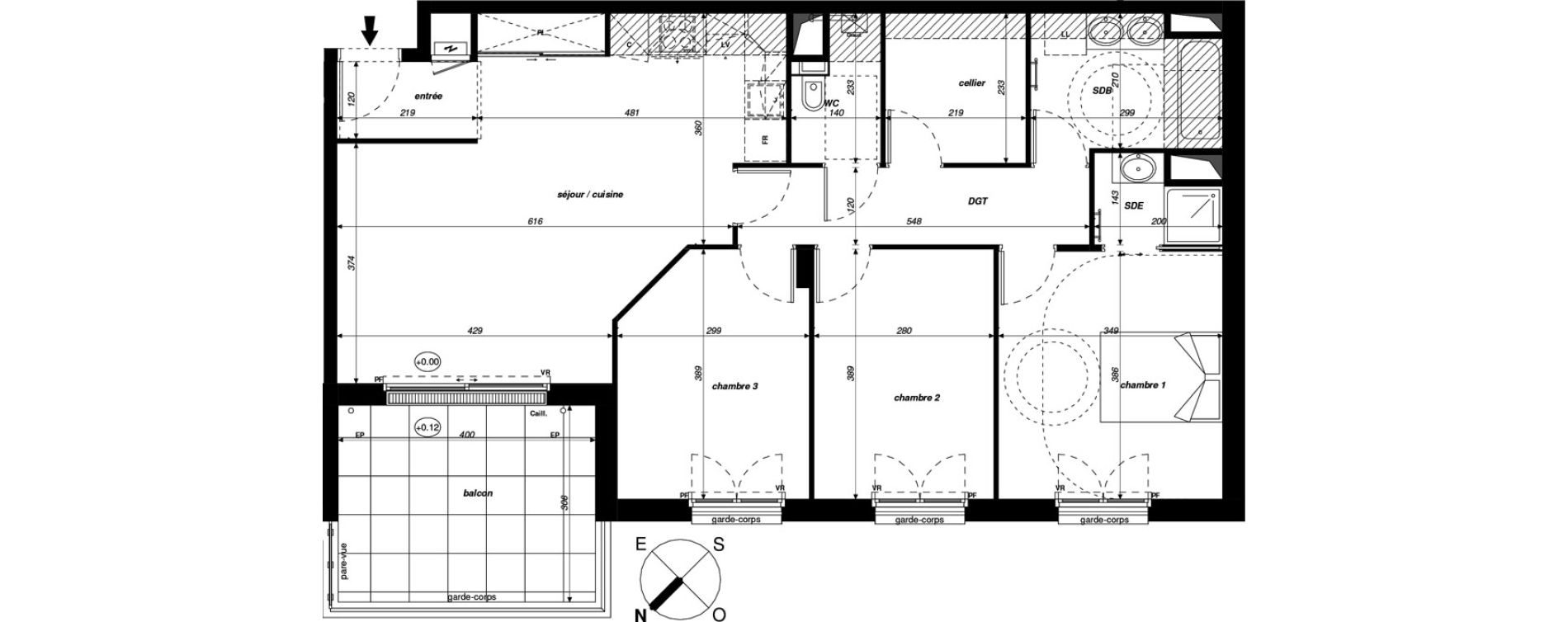 Appartement T4 de 90,34 m2 &agrave; Chambray-L&egrave;s-Tours Hippodrome