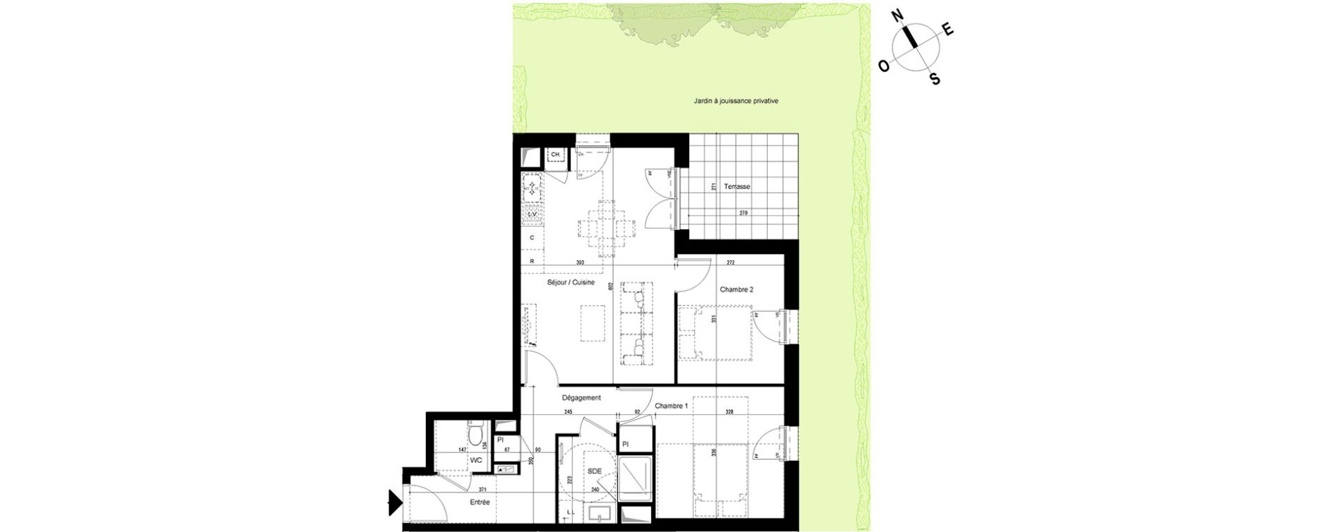 Appartement T3 de 60,29 m2 &agrave; Chambray-L&egrave;s-Tours Centre