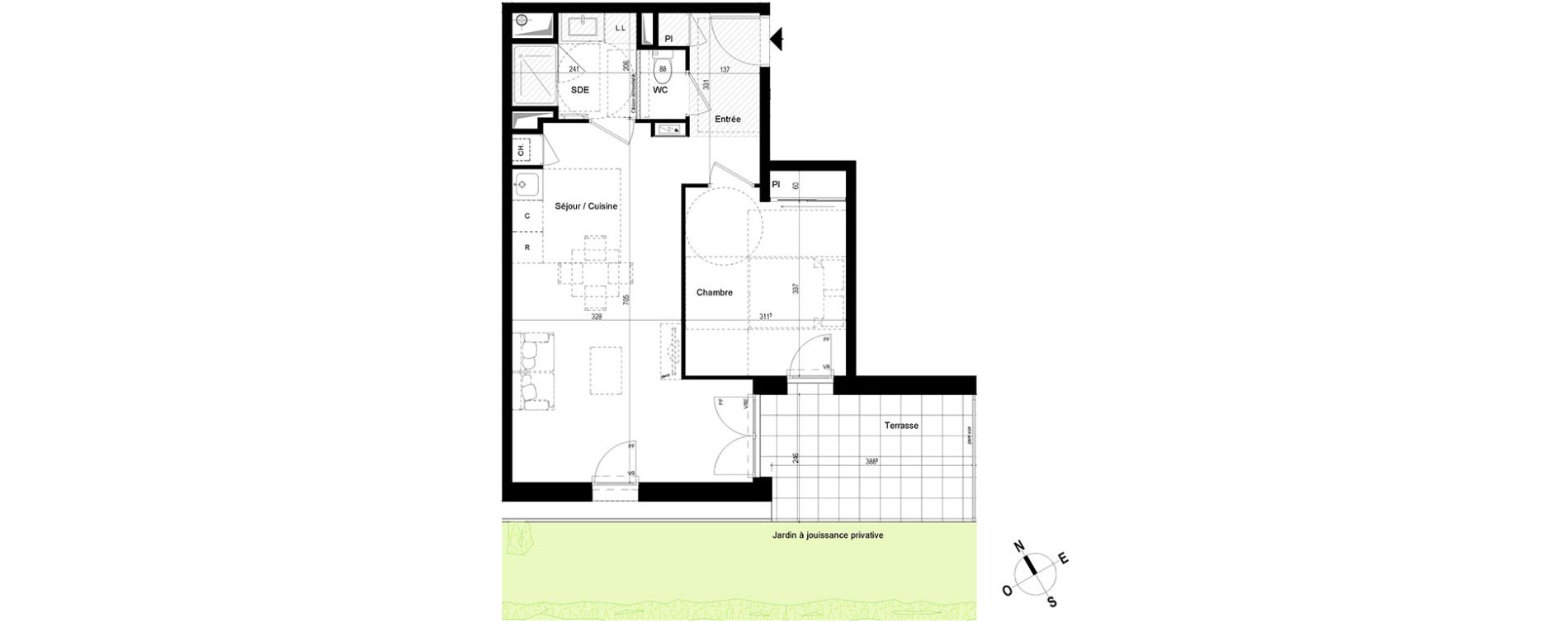 Appartement T2 de 47,60 m2 &agrave; Chambray-L&egrave;s-Tours Centre