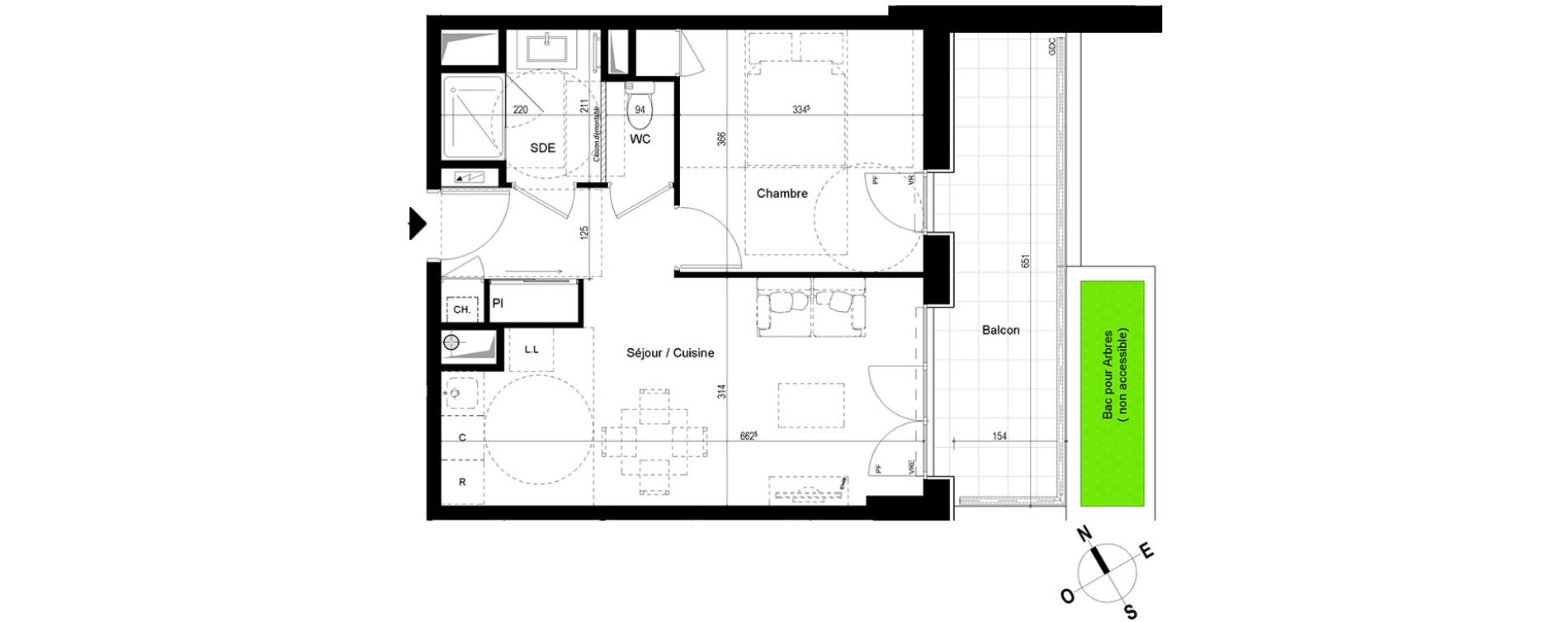 Appartement T2 de 40,86 m2 &agrave; Chambray-L&egrave;s-Tours Centre
