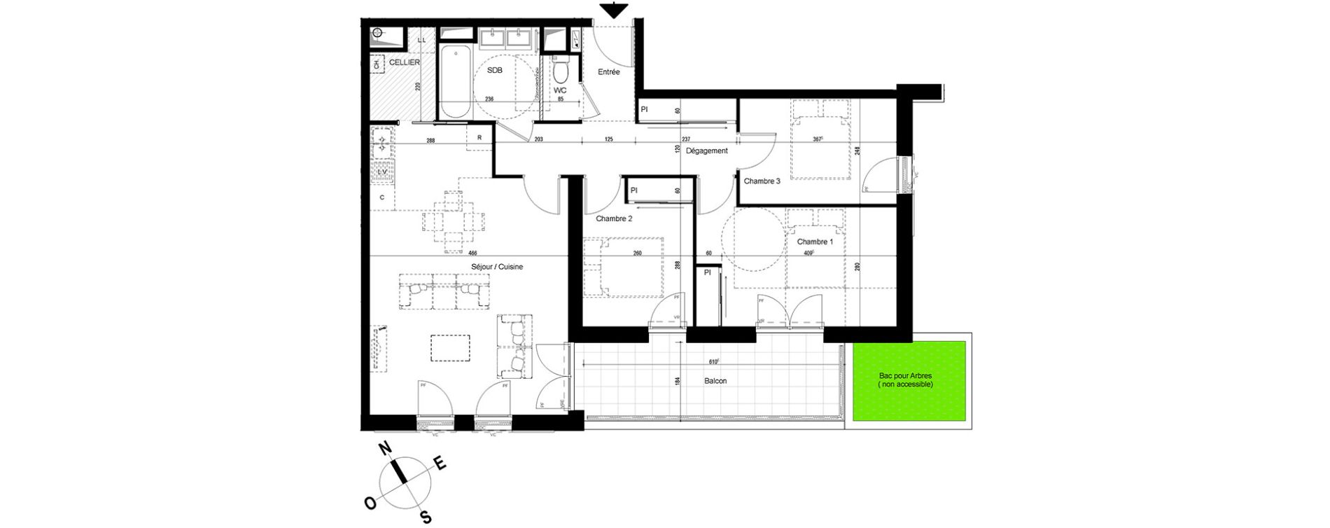 Appartement T4 de 81,45 m2 &agrave; Chambray-L&egrave;s-Tours Centre
