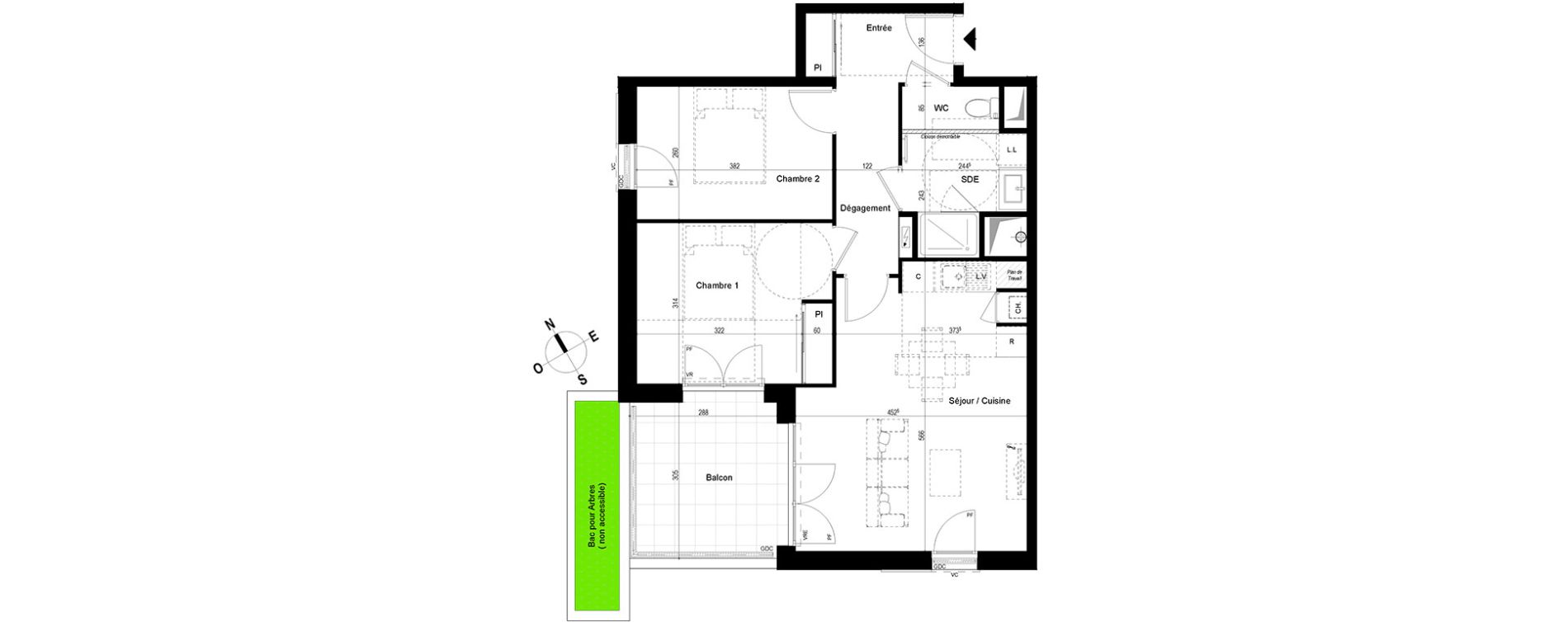 Appartement T3 de 60,11 m2 &agrave; Chambray-L&egrave;s-Tours Centre