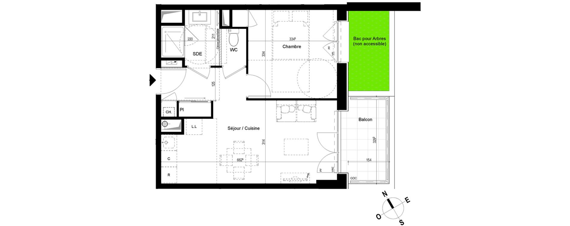 Appartement T2 de 40,86 m2 &agrave; Chambray-L&egrave;s-Tours Centre