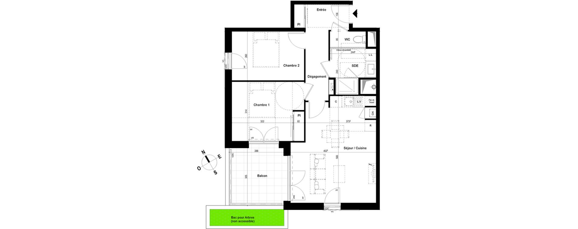 Appartement T3 de 60,10 m2 &agrave; Chambray-L&egrave;s-Tours Centre