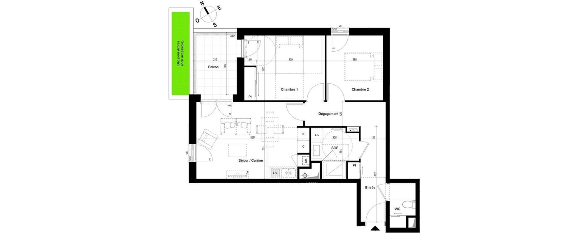 Appartement T3 de 61,19 m2 &agrave; Chambray-L&egrave;s-Tours Centre