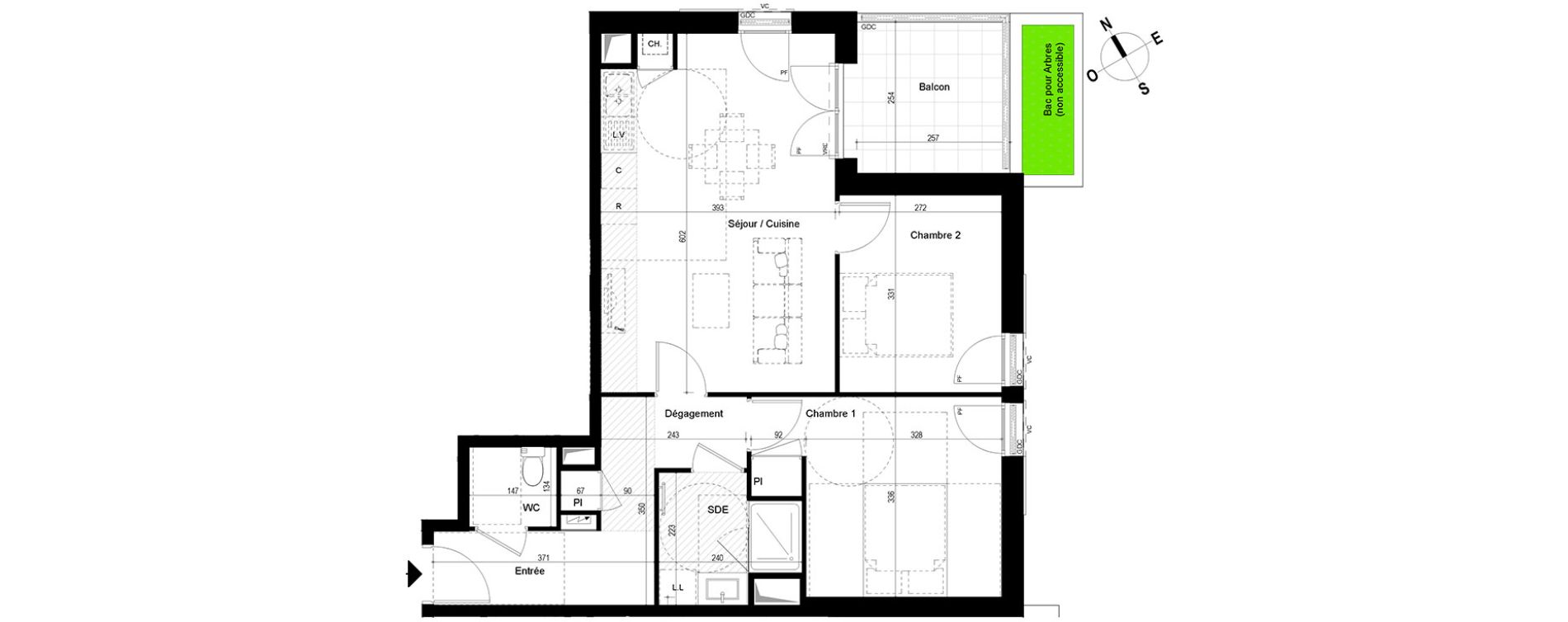 Appartement T3 de 60,29 m2 &agrave; Chambray-L&egrave;s-Tours Centre