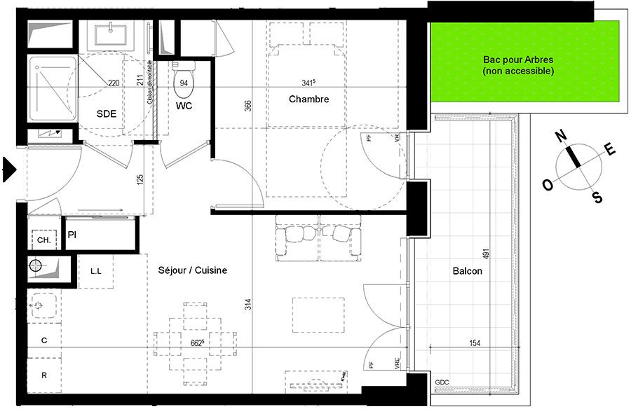 Plan Appartement T2 De 40 86 M² Neuf Résidence « Eléments à Chambray