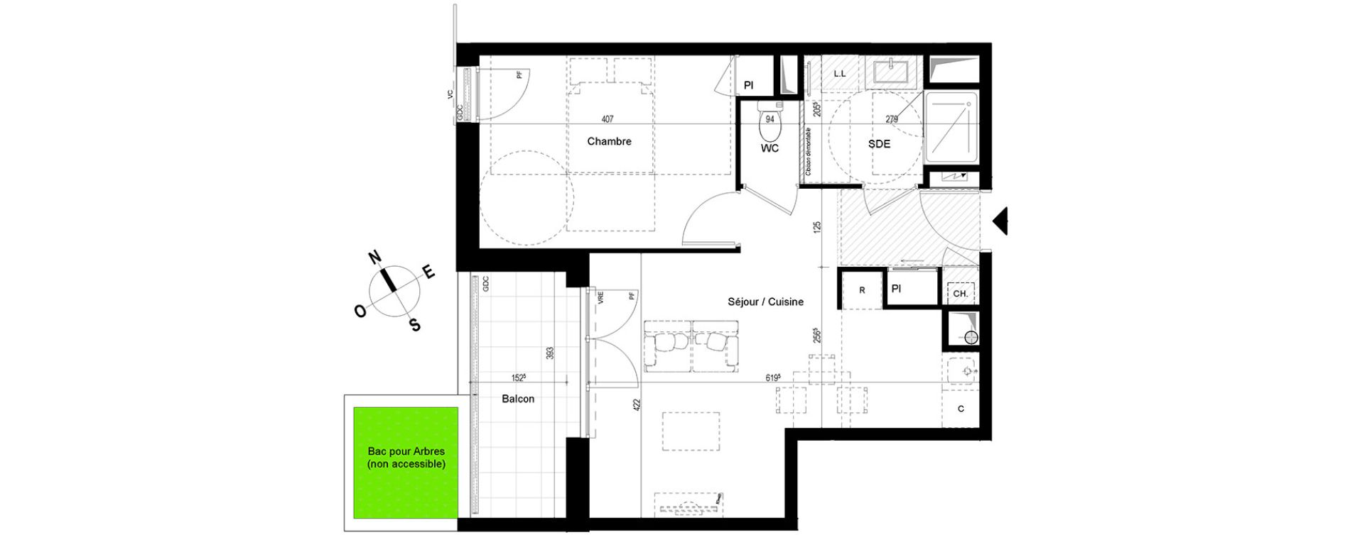 Appartement T2 de 44,32 m2 &agrave; Chambray-L&egrave;s-Tours Centre