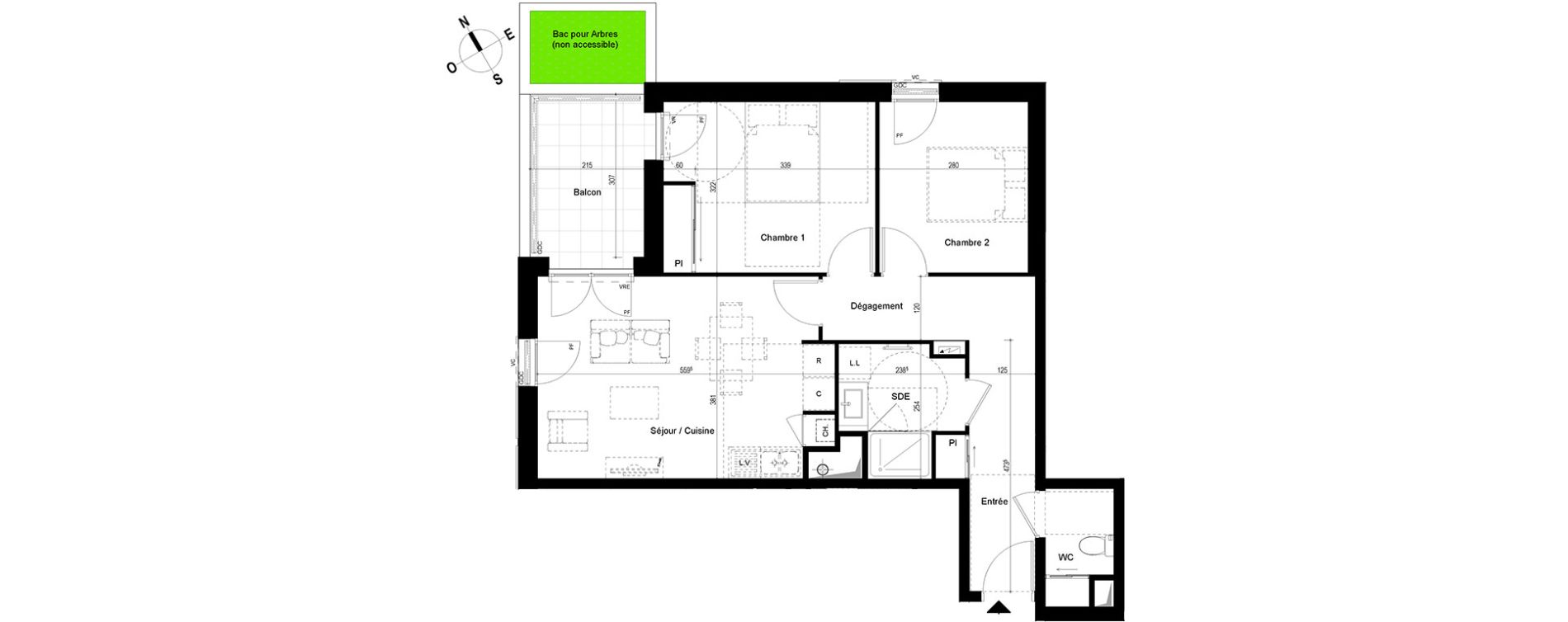 Appartement T3 de 61,19 m2 &agrave; Chambray-L&egrave;s-Tours Centre