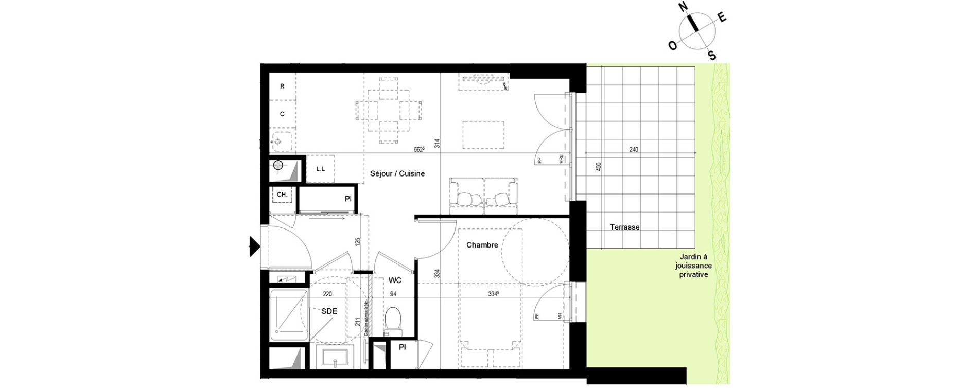 Appartement T2 de 40,77 m2 &agrave; Chambray-L&egrave;s-Tours Centre