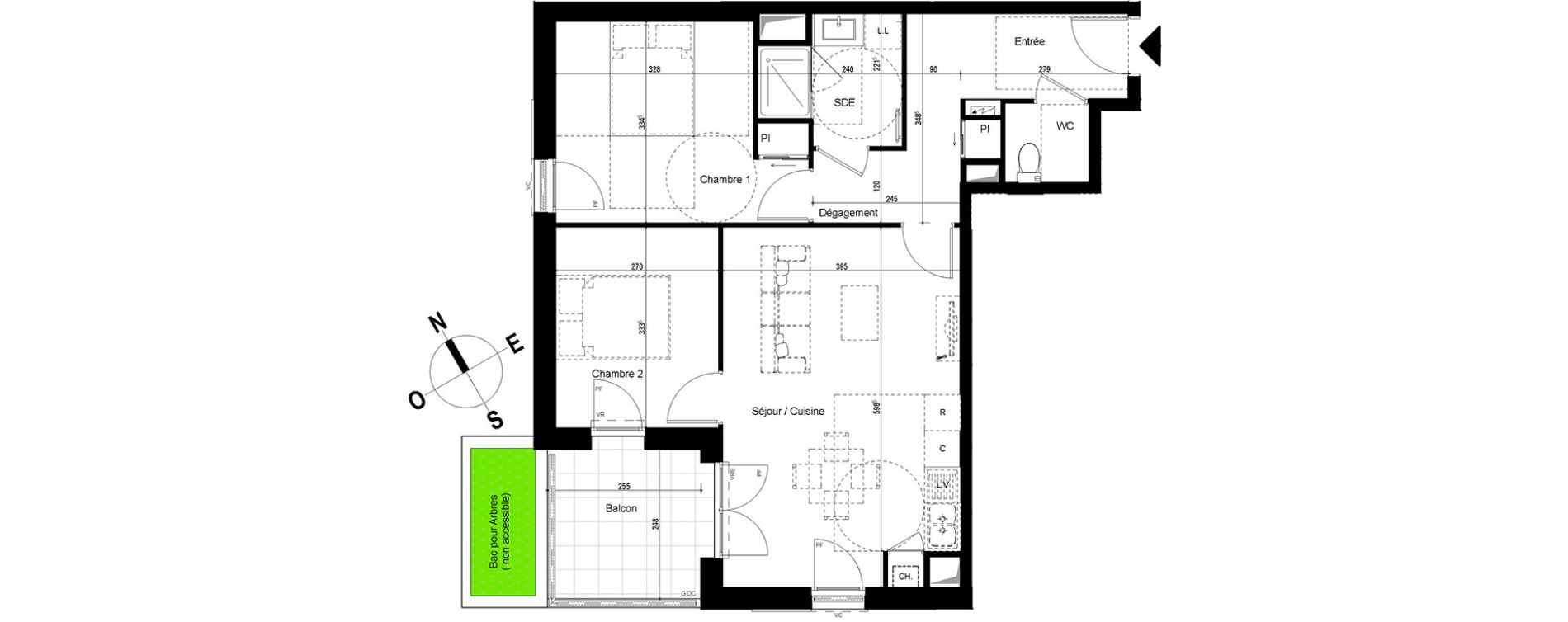 Appartement T3 de 60,53 m2 &agrave; Chambray-L&egrave;s-Tours Centre