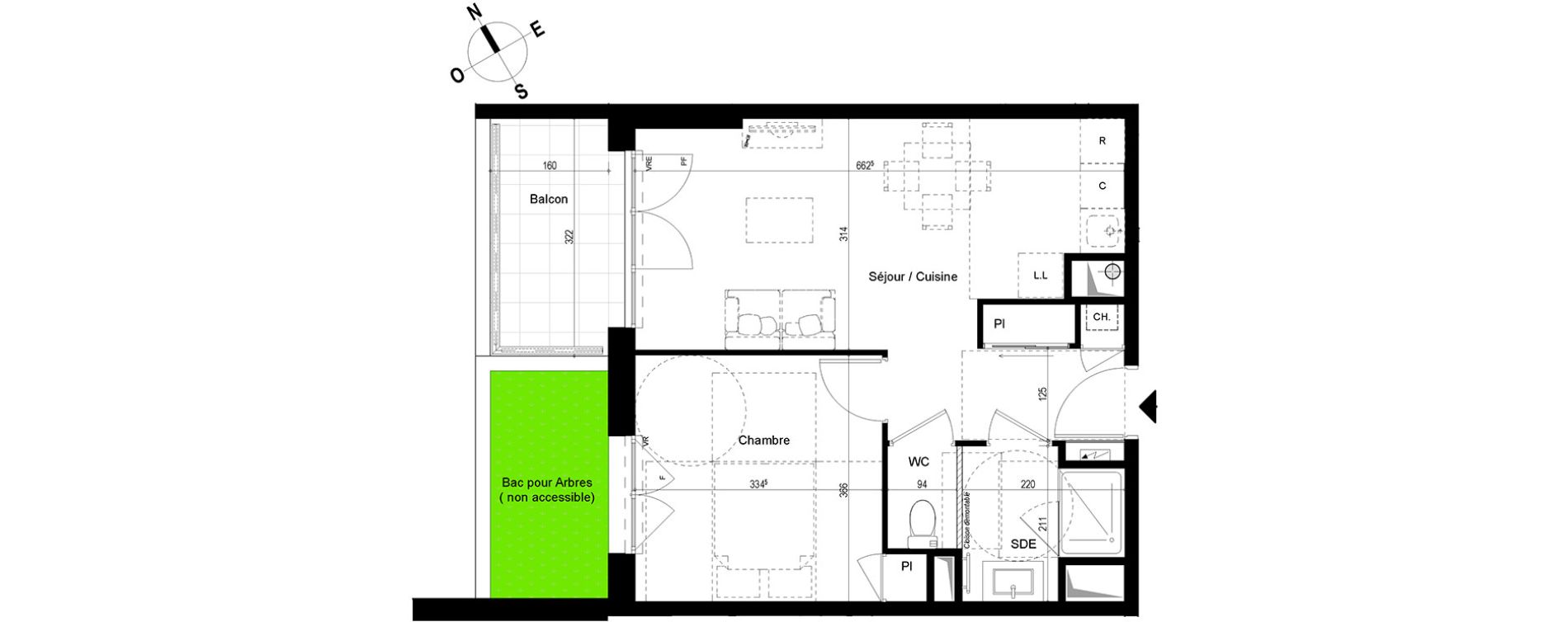 Appartement T2 de 40,75 m2 &agrave; Chambray-L&egrave;s-Tours Centre
