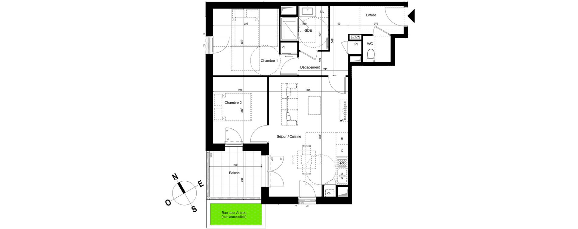 Appartement T3 de 60,53 m2 &agrave; Chambray-L&egrave;s-Tours Centre