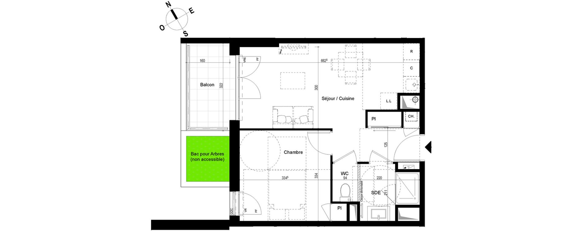 Appartement T2 de 40,75 m2 &agrave; Chambray-L&egrave;s-Tours Centre