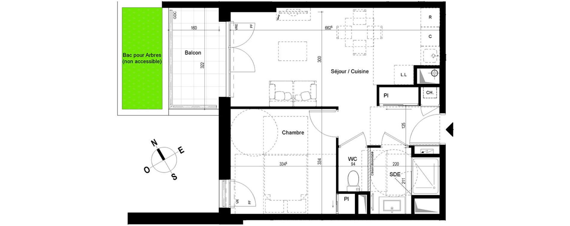 Appartement T2 de 40,75 m2 &agrave; Chambray-L&egrave;s-Tours Centre