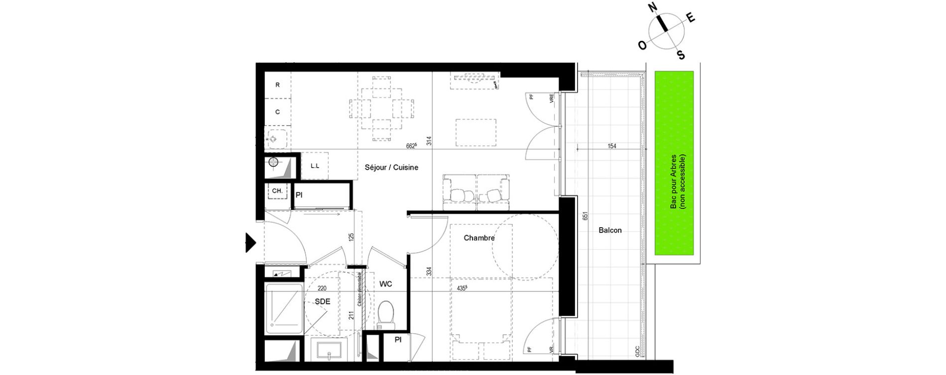 Appartement T2 de 40,77 m2 &agrave; Chambray-L&egrave;s-Tours Centre