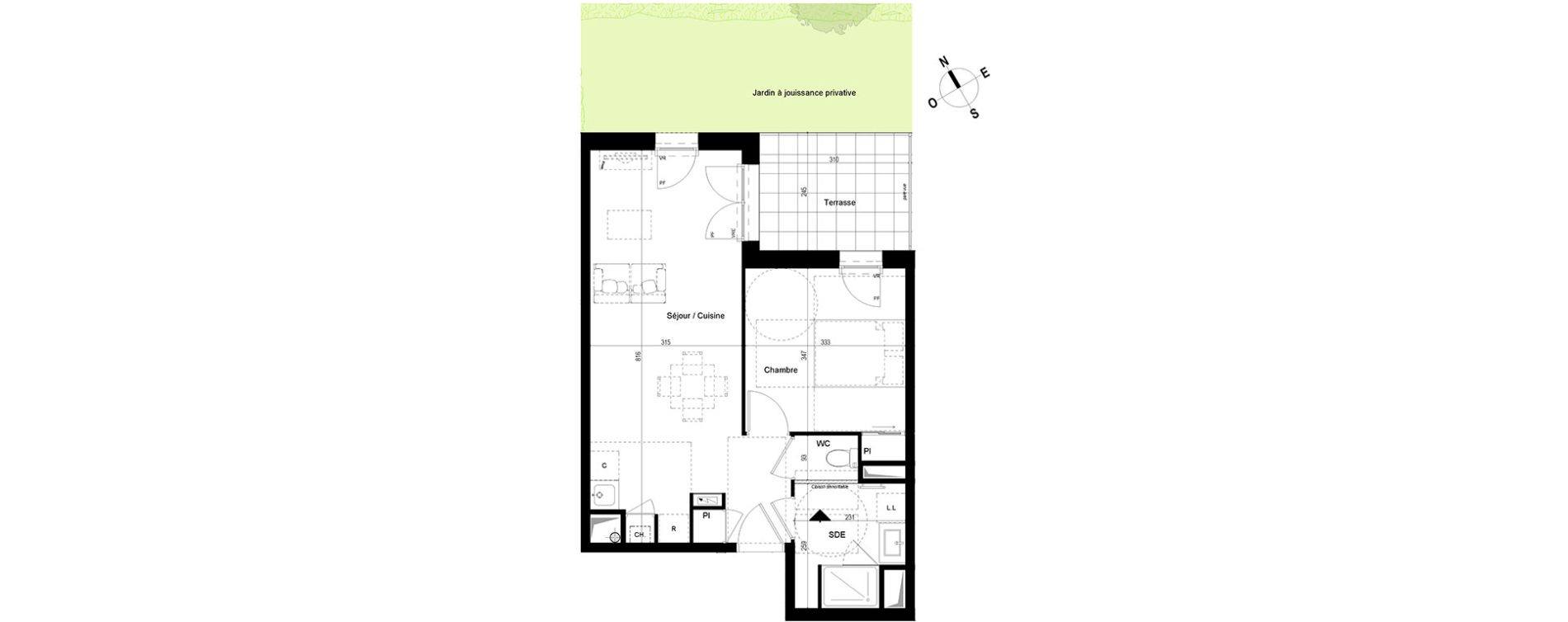 Appartement T2 de 45,83 m2 &agrave; Chambray-L&egrave;s-Tours Centre