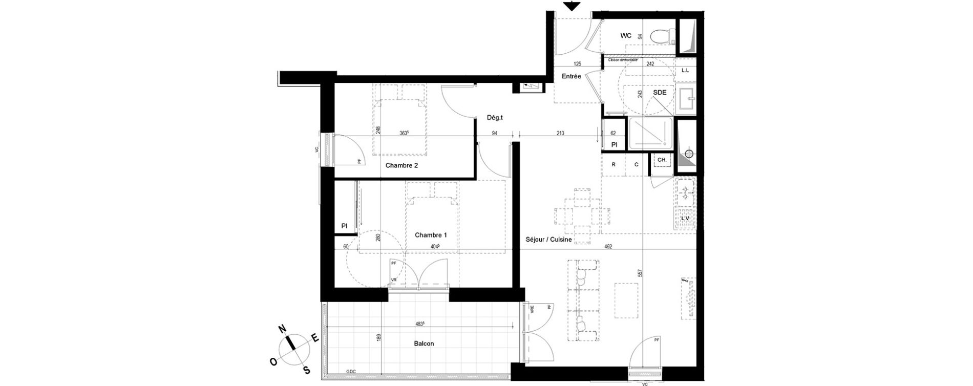 Appartement T3 de 62,40 m2 &agrave; Chambray-L&egrave;s-Tours Centre