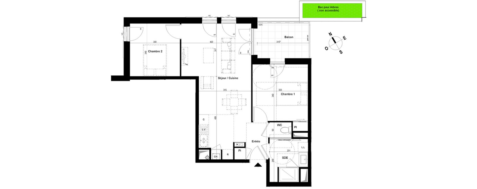 Appartement T3 de 58,67 m2 &agrave; Chambray-L&egrave;s-Tours Centre