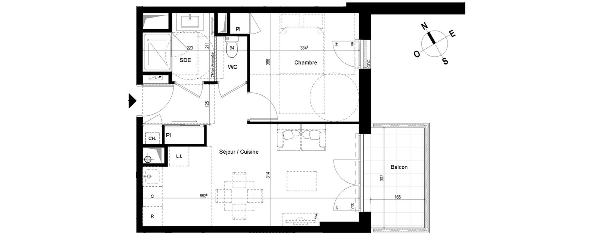 Appartement T2 de 40,82 m2 &agrave; Chambray-L&egrave;s-Tours Centre