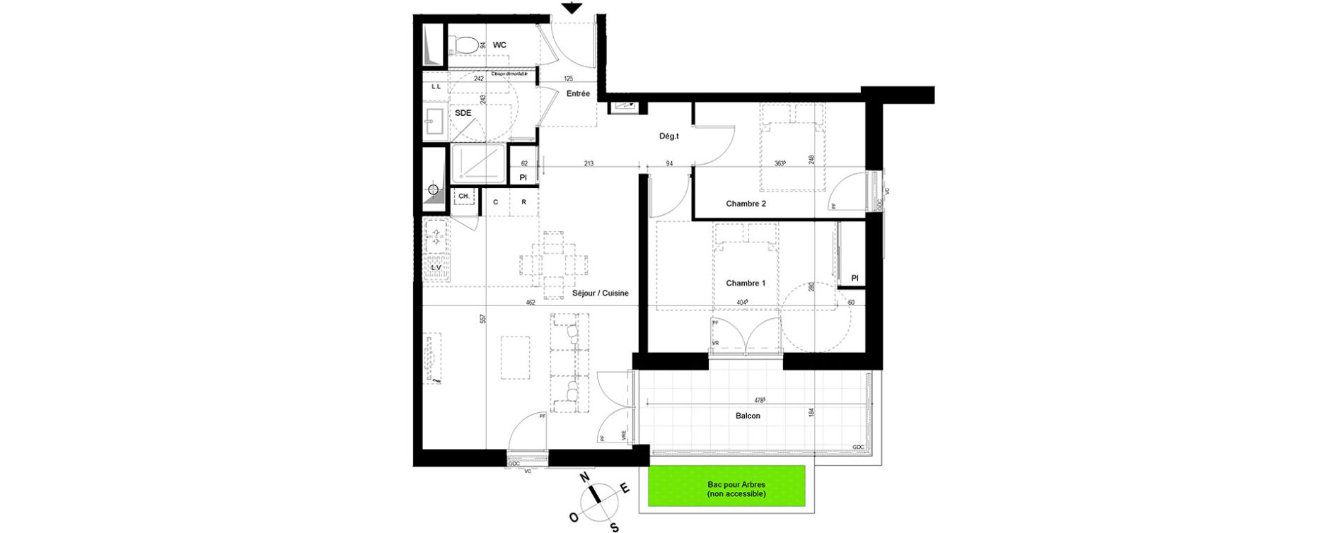 Appartement T3 de 62,40 m2 &agrave; Chambray-L&egrave;s-Tours Centre