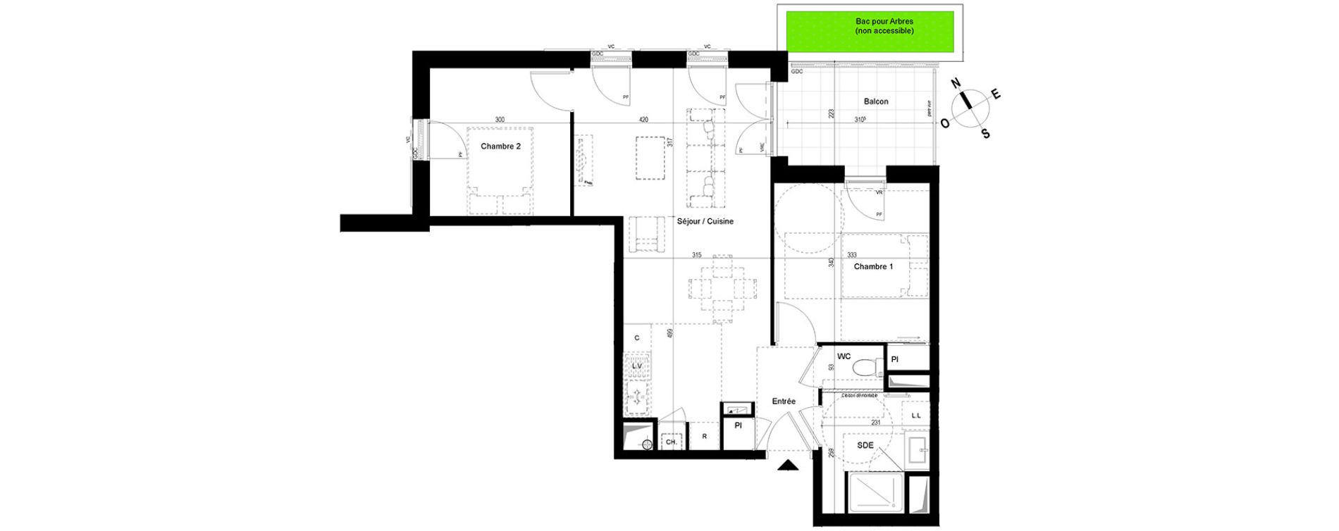 Appartement T3 de 58,74 m2 &agrave; Chambray-L&egrave;s-Tours Centre