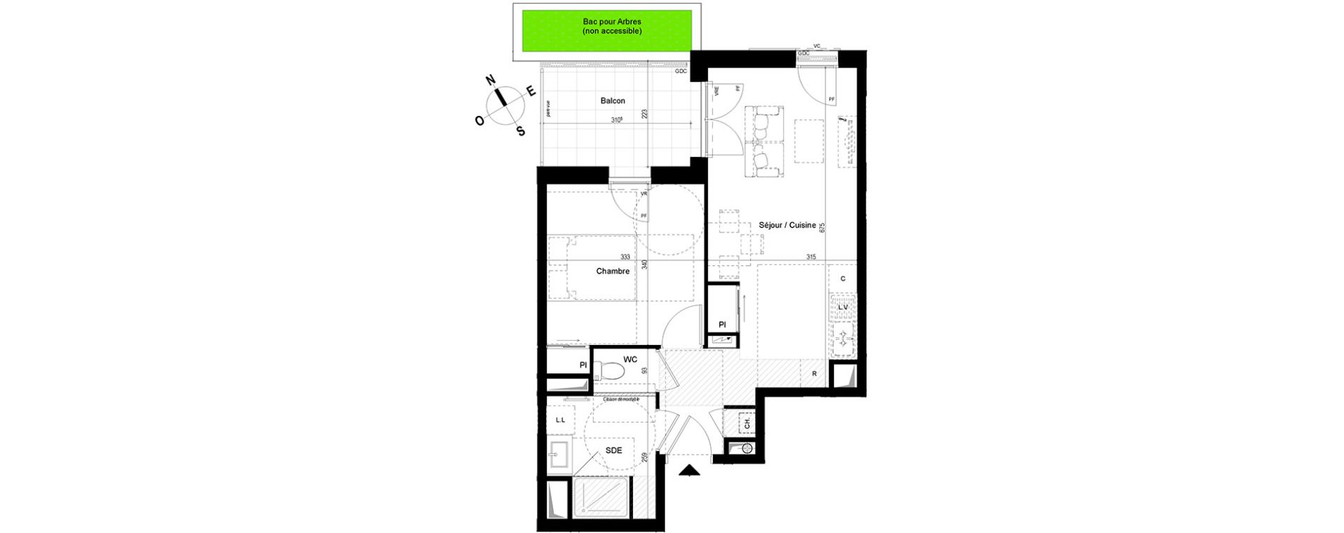 Appartement T2 de 42,74 m2 &agrave; Chambray-L&egrave;s-Tours Centre