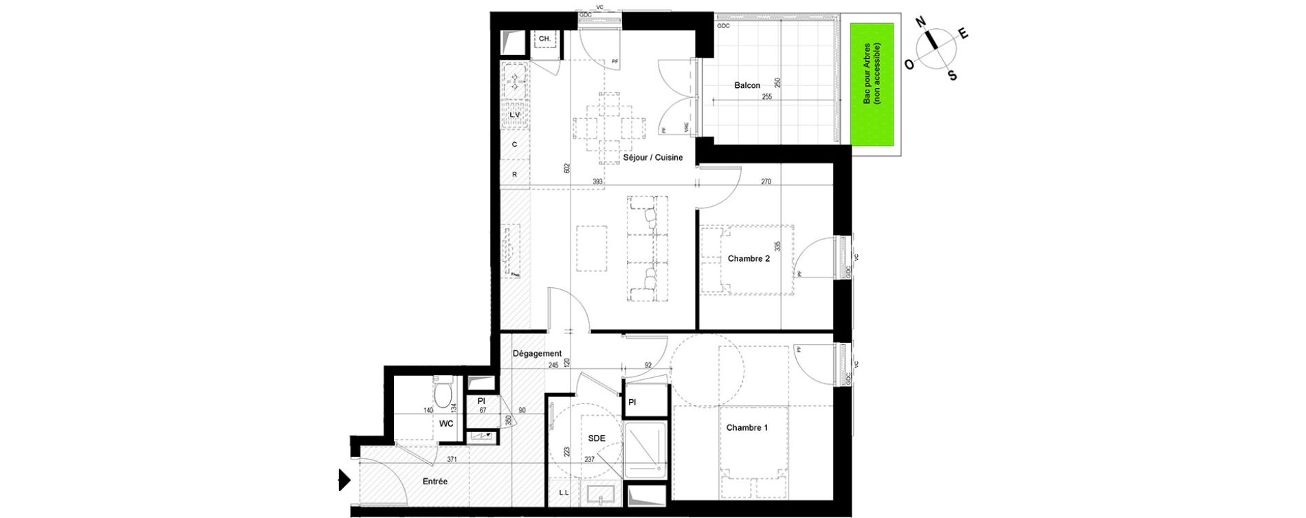 Appartement T3 de 60,19 m2 &agrave; Chambray-L&egrave;s-Tours Centre