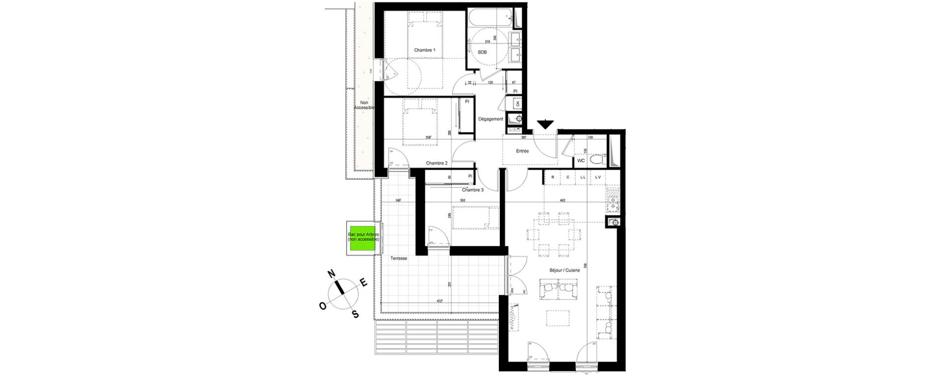 Appartement T4 de 80,50 m2 &agrave; Chambray-L&egrave;s-Tours Centre