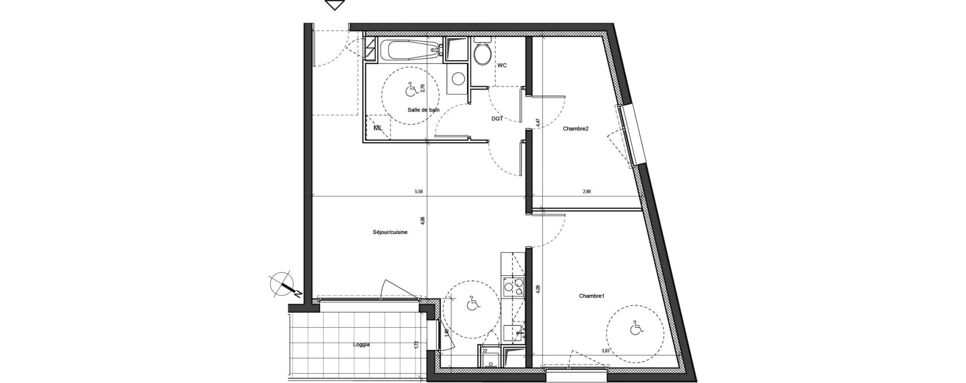 Appartement T3 de 64,28 m2 &agrave; Chambray-L&egrave;s-Tours Guignardiere