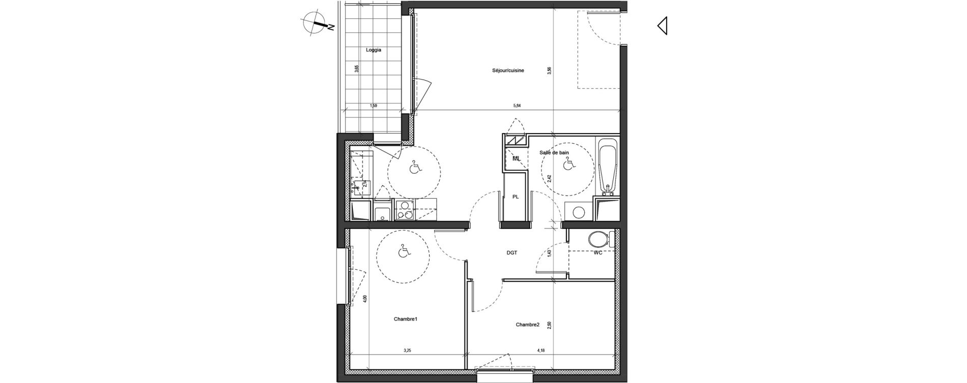 Appartement T3 de 66,41 m2 &agrave; Chambray-L&egrave;s-Tours Guignardiere