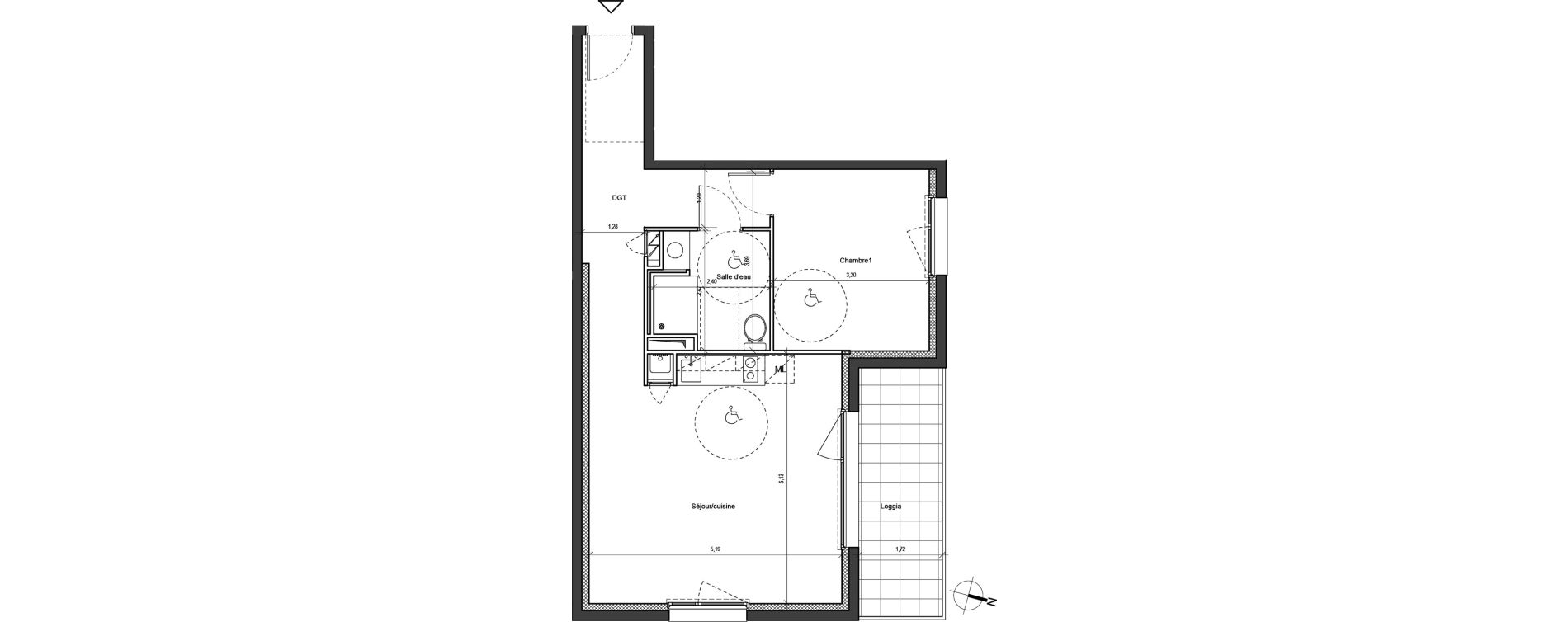 Appartement T2 de 54,81 m2 &agrave; Chambray-L&egrave;s-Tours Guignardiere