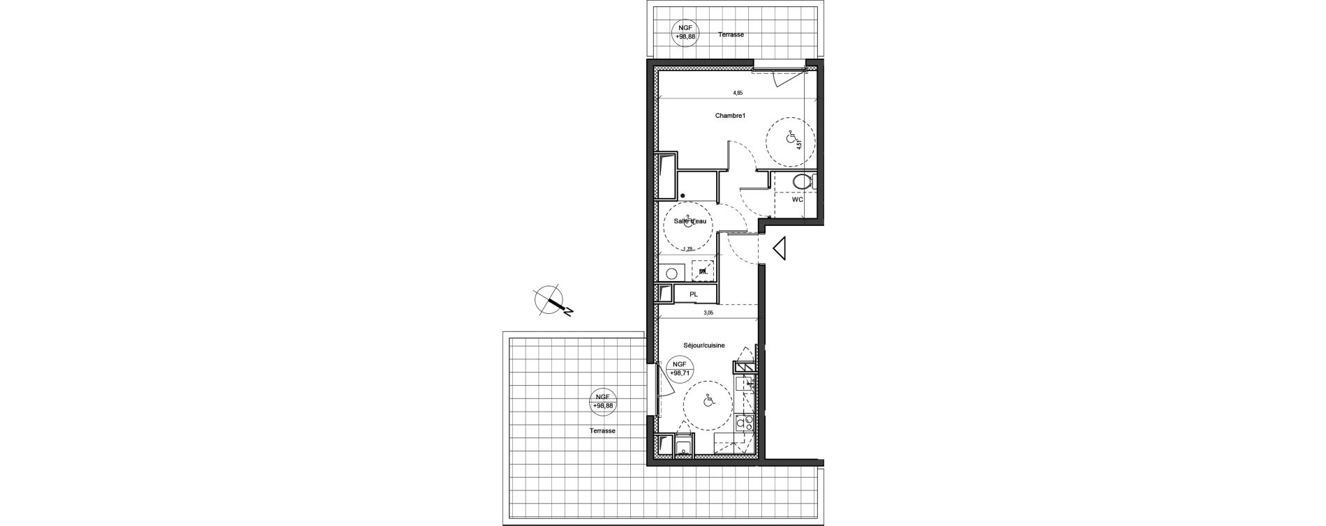 Appartement T2 de 40,47 m2 &agrave; Chambray-L&egrave;s-Tours Guignardiere
